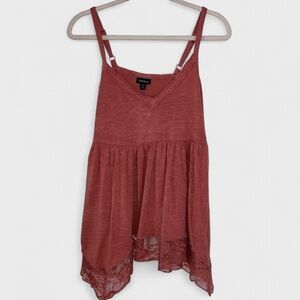 Torrid Dust Rose Lace Trim Babydoll Cami Tank Women’s Sz 0